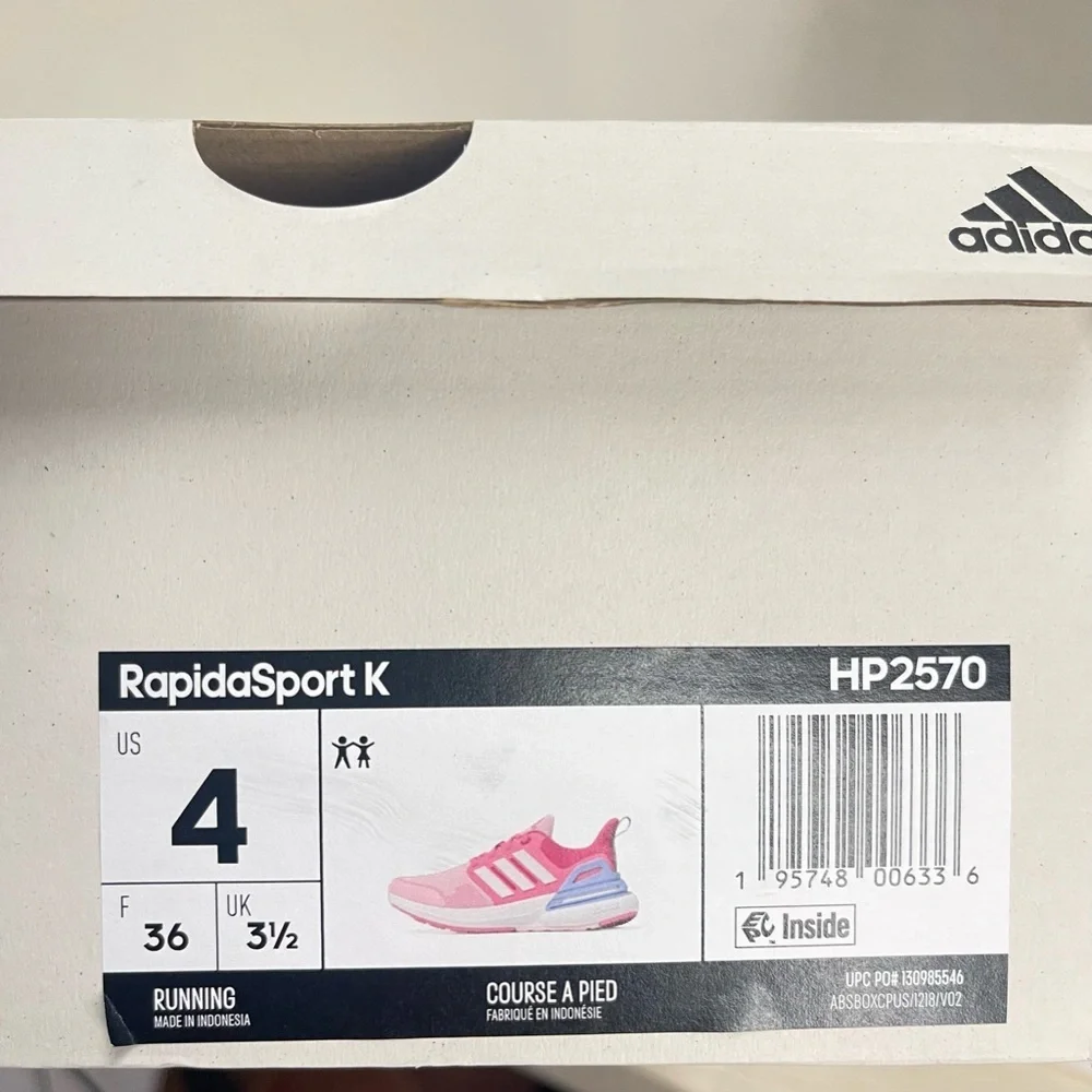 Adidas New Kid Pink Rapida Sport Sneakers Size 4 - Picture 8 of 9